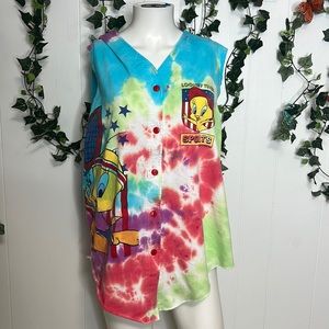 Looney tunes vintage tweety shirt 1996 approx L tie dye